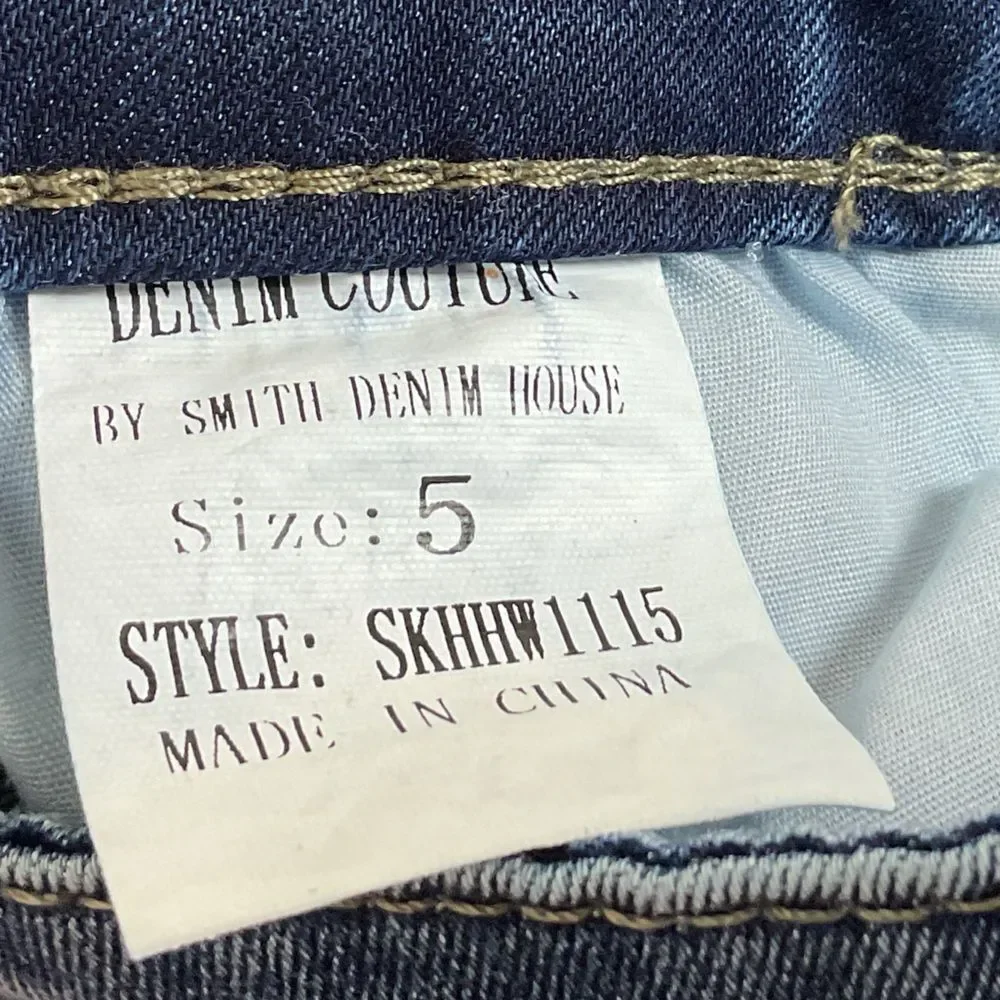 NWT Denim Couture Red Embellished Blue Skinny Jeans Size 5